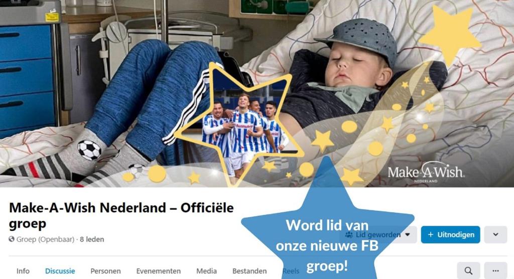Auke on his bed on the Facebook page of Make a Wish Netherlands