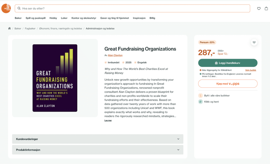 Great Fundraising Organizations book on Norway's online bookstore ark.no